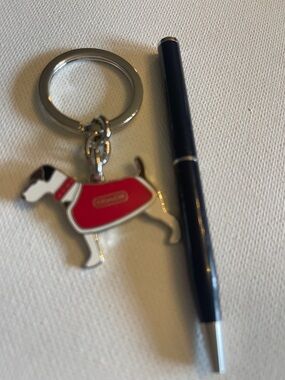 Coach Red Dog Charm Keychain and Coach Pen